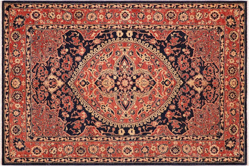 handmade Geometric Kafkaz Chobi Ziegler Blue Orange Hand Knotted RECTANGLE 100% WOOL area rug 6 x 9